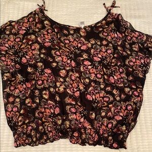 Floral Black and Pink Women's Top